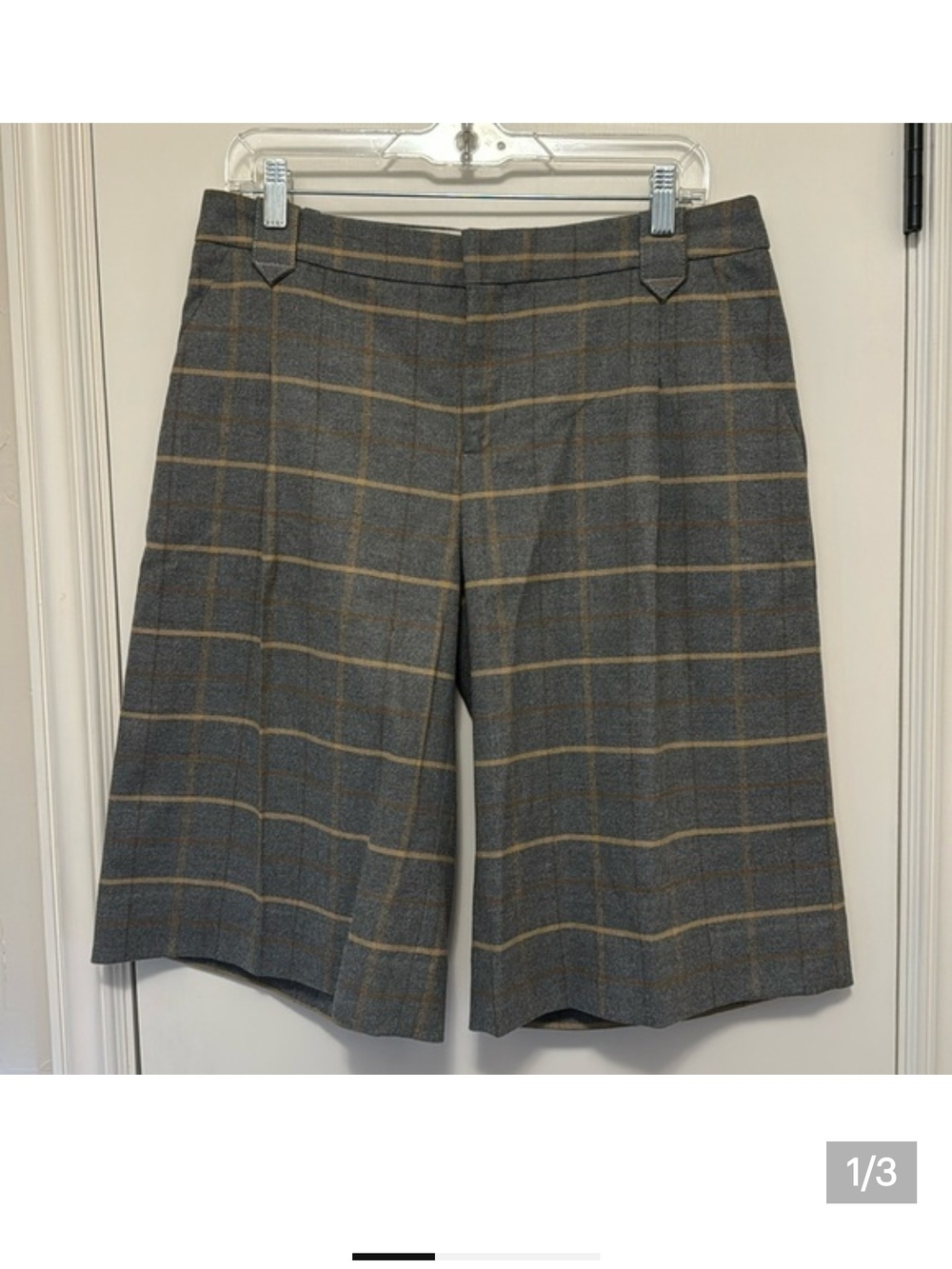 Cartonnier Gray Plaid Bermuda Shorts with Tan Windowpane
